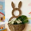 Handwoven Rabbits Ear Shape Flower Basket Natural Rattan Breathable Flower Holder for Home Decors and Storage