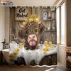 1pc Cartoon Highland Cow Rabbit Bath Print Waterproof Shower Curtain Partition Privacy Hanging Curtain Multiple Sizes 12 Hooks