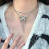 Premium Sense Can Be Pulled Silver Butterfly Fringed Necklace Women's Light Luxury Niche Design Fashion Temperament Versatile Collarbone Chain