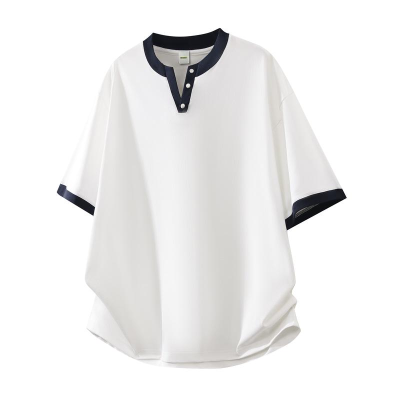 Men s Summer Quick-Dry Ice Silk V-Neck Layered T-Shirt L белый