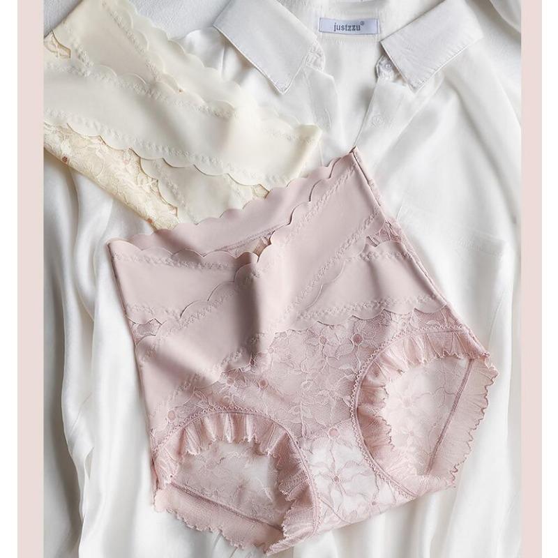 Sexy Lace Underwear Women High Waist Panties Floral Cross Slightly Cinched Lightweight Plastic Pants