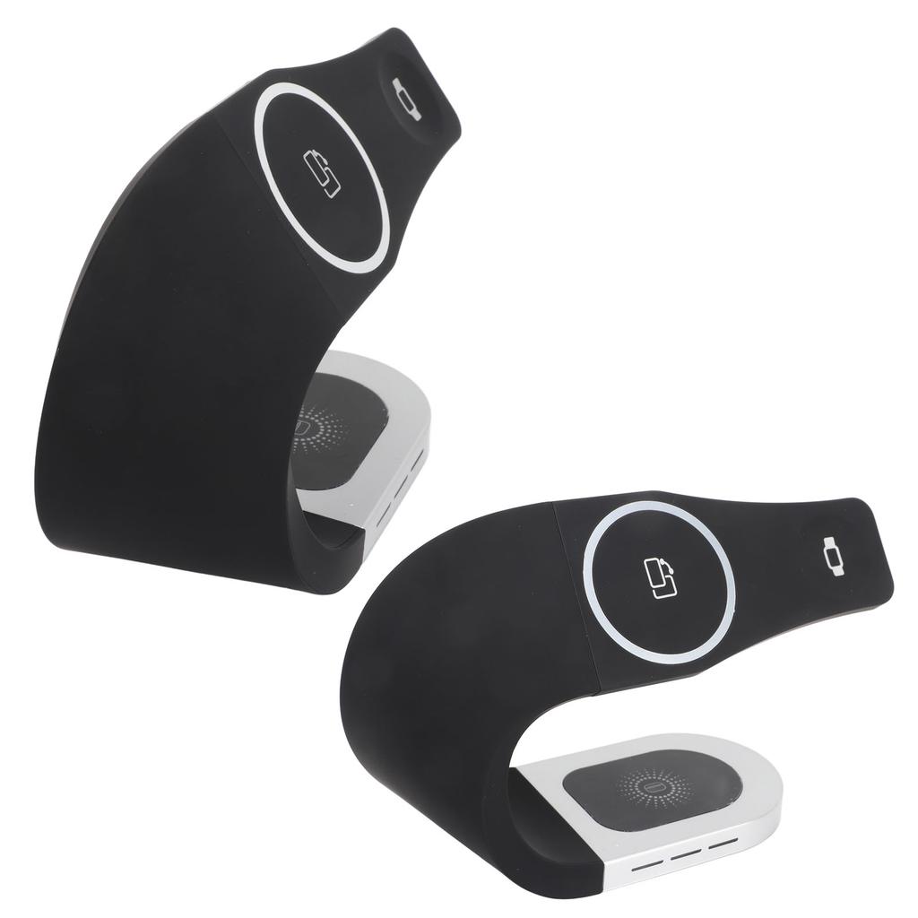 Wireless Charger Stand 4 In 1 15W Fast Charging Magnetic Phone Charging Bracket for Cell Phone Watch Headphone Black