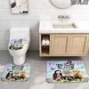 Demon Slayer Art 3Pcs Flannel Toilet Mat Set Bathroom Rug Bath Carpet Non Slip Home Decor Toilet 3 Pcs Bathroom Textile Set