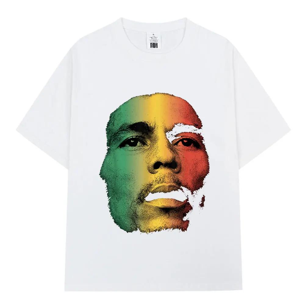 Retro Hip Hop T-shirts for men and women 100% cotton Bob Marley One Love Graphic T-shirt Reggae Short sleeve T-shirt Street wear
