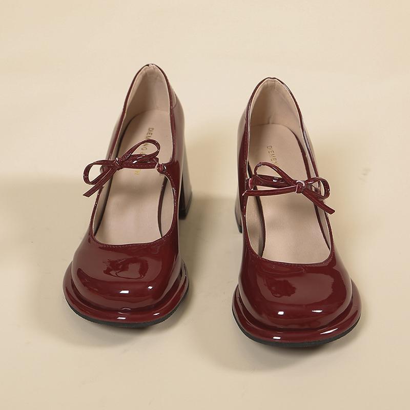 

Мода 2024 Лето Высокое качество Красный Женская обувь на толстом высоком каблуке Красные туфли на высоком каблуке Женская обувь 38