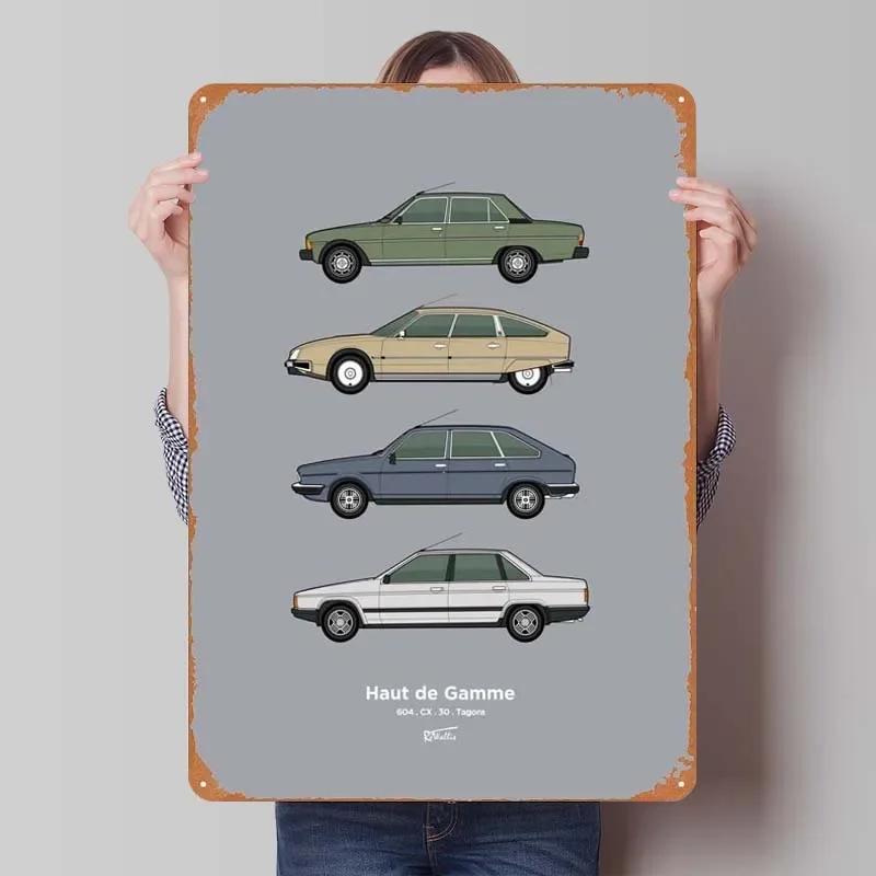 Peugeot Blechschild Autos Poster Retro Metallschild Plakette für Garagenwandkunst Dekoration Dekoration Wohnzimmer Heimdekorationen