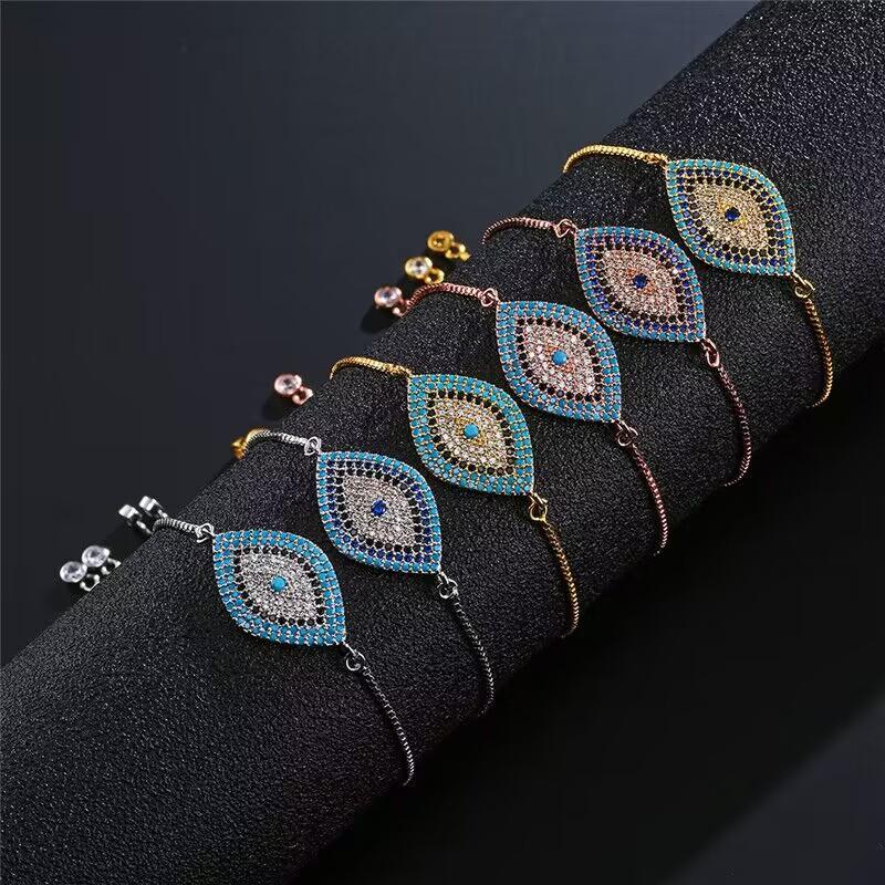 Turkish Lucky Evil Eye Bracelet Gold Color Bangle Rhinestone Blue Eyes Bracelet For Women Men Couple Gothic