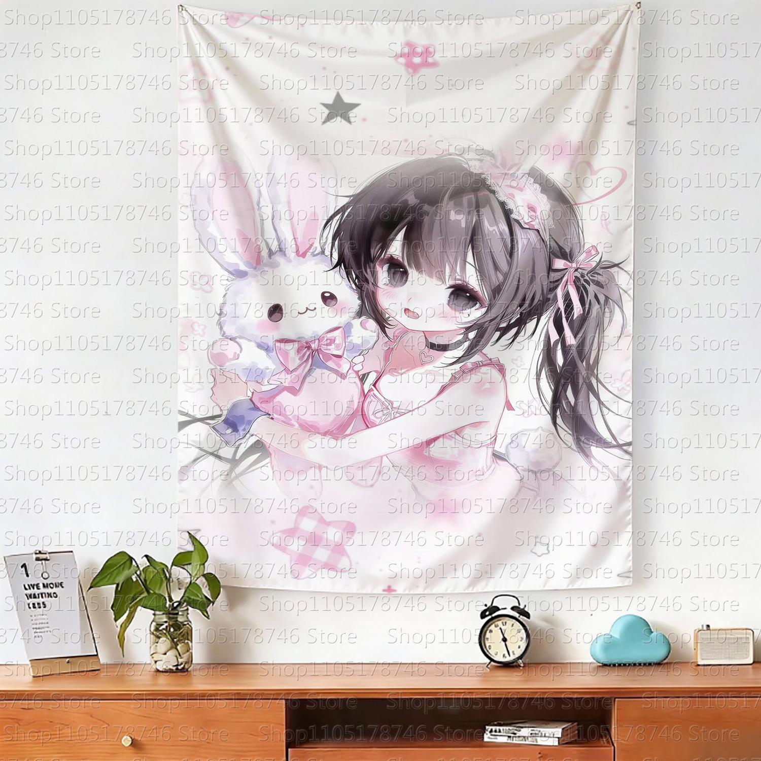

Kawaii Original Home Decor Wall Hanging Tapestry Anime Girl Tapestry Wall Bedroom Background Cute Fashion Tapestries 74x94cm(29x37in)