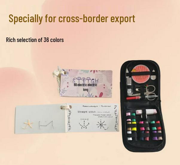 Portable Needle and Thread Set for Home Sewing and Mending – Includes Stitching Method Book and Case
