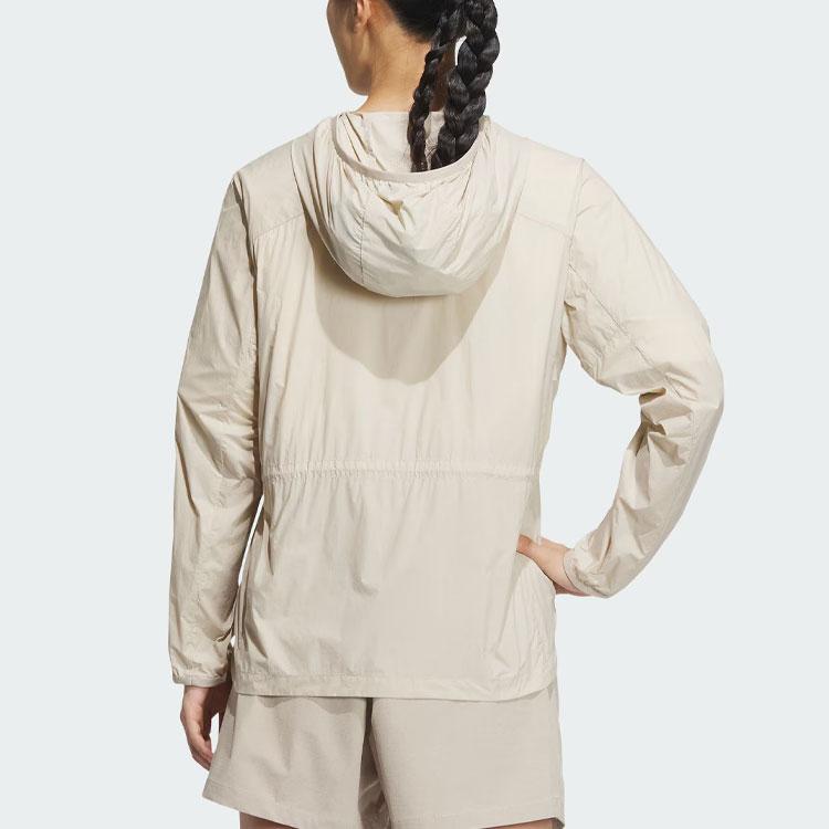 adidas Solid Logo Outdoor UPF50+ Sports Hooded Breathable Sun Protection Jacket Women Jacket Brown IS0278