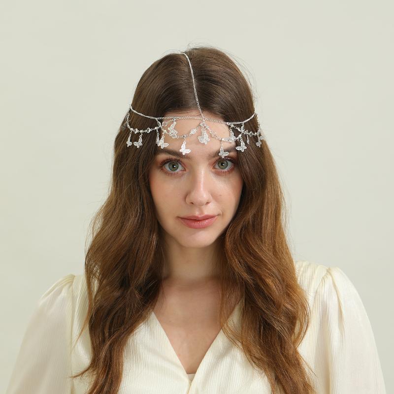 Fashion Bohemia Pearl Sequin Tassels Multi-Layer Hair Chain For Women Bride Rhinestone Forehead Chain Hair Jewelry