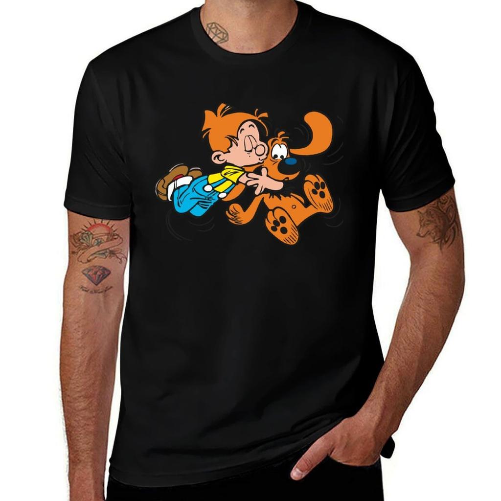 Unisexs Best Cartoon Spirou Vintage Retro Tshirt Basic Lightweight Short Sleeve Tee