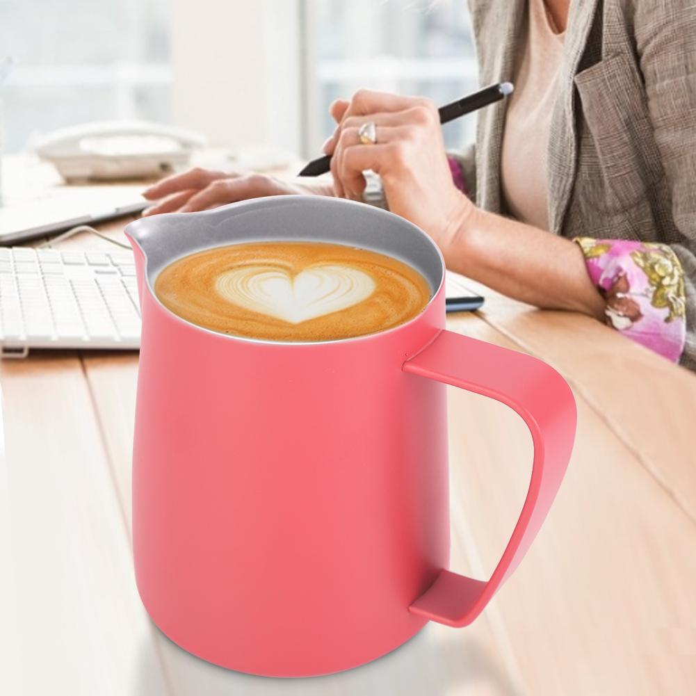 600ml Stainless Steel Milk Frothing Cup Jug Pitcher Latte Art for Home Coffee Shop UseRose Red