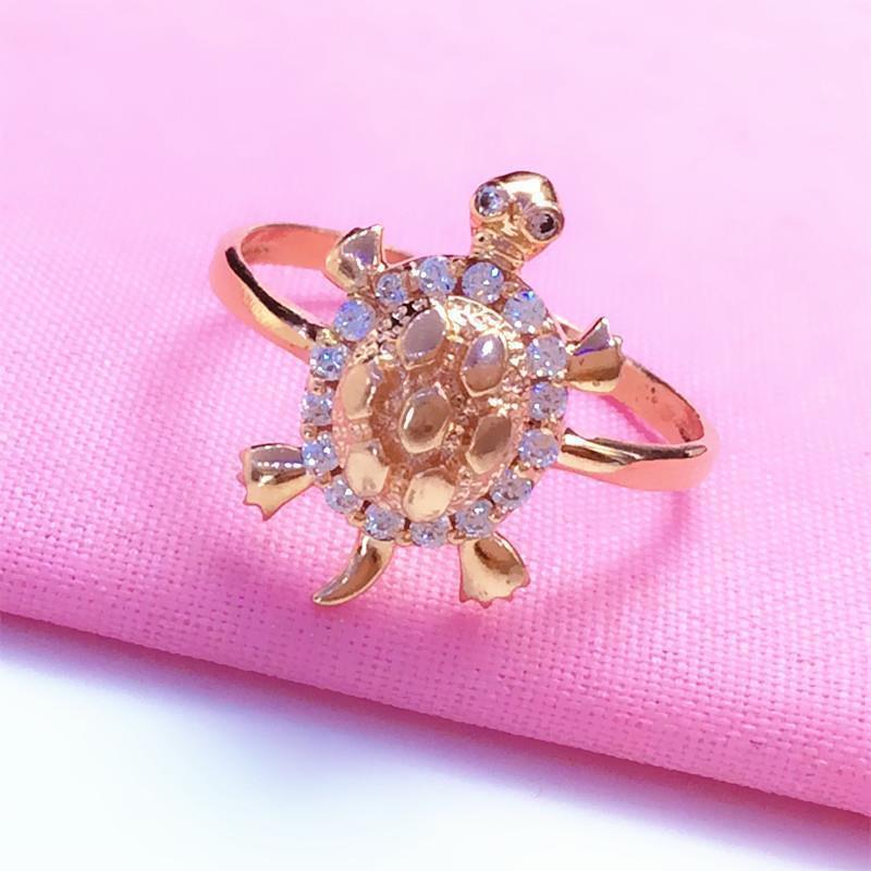 Paars Goudkleurig Rose Goud Ingelegd Zirkonia Schildpad Ring Vol Met Diamanten, Eenvoudige Stijl Persoonlijkheid, Schattige Open Ring