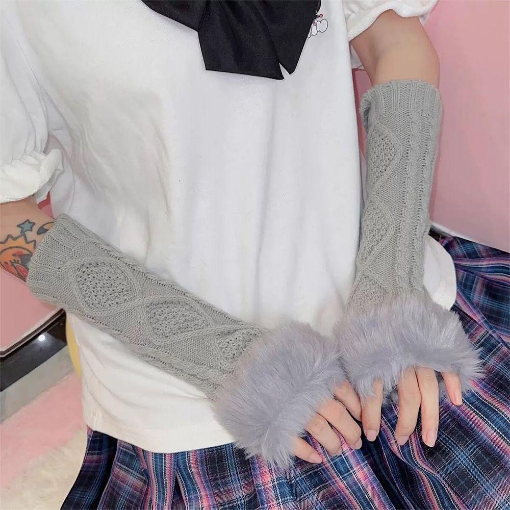 Twist Fingerless Gloves Thick Women Gloves Twist Long Knitted Gloves Women Girls