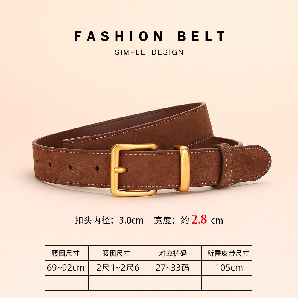 Women'S Leather Belt Light Luxury Simple Decorative Jeans Belt Women'S Velvet Cowhide
