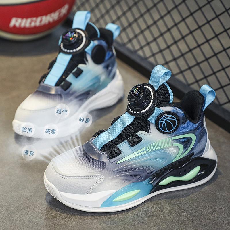 

Children s rotating button basketball shoes medium and large children s mesh sports shoes boys breathable wave shoes students light-soled trav 40