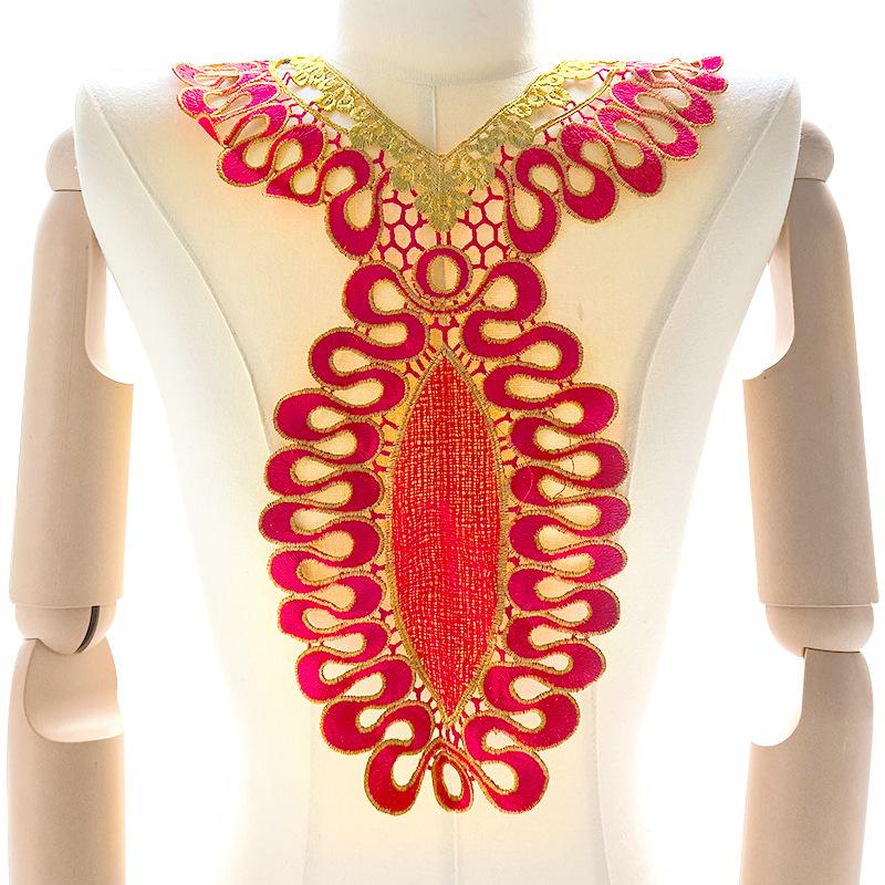Color Heavy Industry Yarn-dyed Embroidered Collar, Gold Thread Embroidery, Large Fake Collar, Water-soluble Lace Collar, Hollow