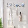 6 Hooks Mediterranean Style Coat Rack,Creative Wooden Ocean Home Decor, Practical Wholesale, Easy To Install, Wall Mounted, Metal and Wood, for Home
