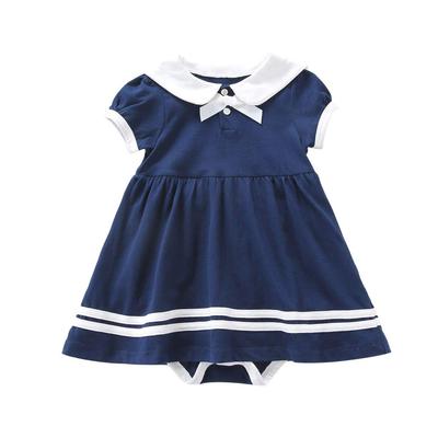 Baby Nest Summer Baby Short Sleeve Romper with Polka Dot Navy Ages Months Clothes, Skirt, Sailor-Style Design, 100% Cotton, Blue, 6-9
