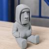 baizihuahu 3D Printed Moai Statue Ornament, Mini Compact Easter Island Stone Figurine Desktop Decor, Modern Hoodie Figurine, Sitting Sculpture