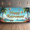 Happy Retirement Banner Balloons Retirement Theme Party Celebration Decoration Backdrop Photography Background Prop Wall Poster