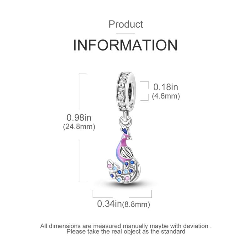 Blue And Purple Peacock Charms Copper Original Beads Fit Original Charms Bracelet Beads Jewelry Gifts For Women