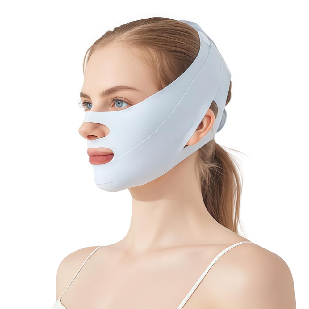 Isyou Small Face Face Small Face Small Face Band Chin Strap Small Face Small Face Gift Box Blue Belt, Belt, Mask, [Skin-Sensing Design, 2-Way Design,