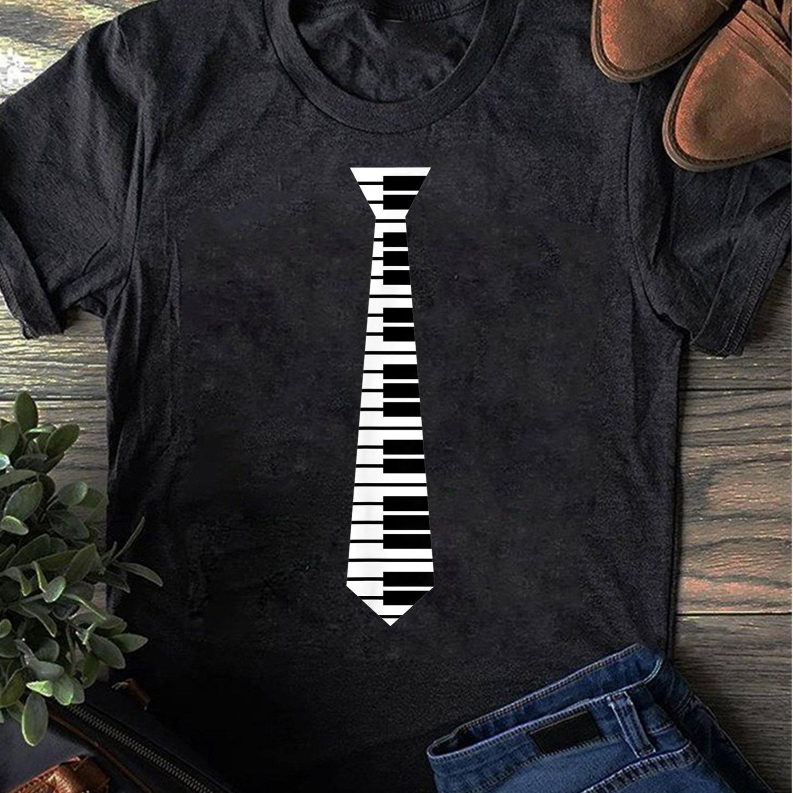 Piano Neck Tie Funny Humorous Keyboard Music Player Fun Gift T-Shirt, Pianist Gift, Piano Player, Gifts For Piano Music Instrument Lover XL