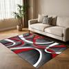 Contemporary Bold Color Themed Rug, Red Black & White Abstract Non-Slip Floor Mat for Bedroom Living Room Office Decor Carpet