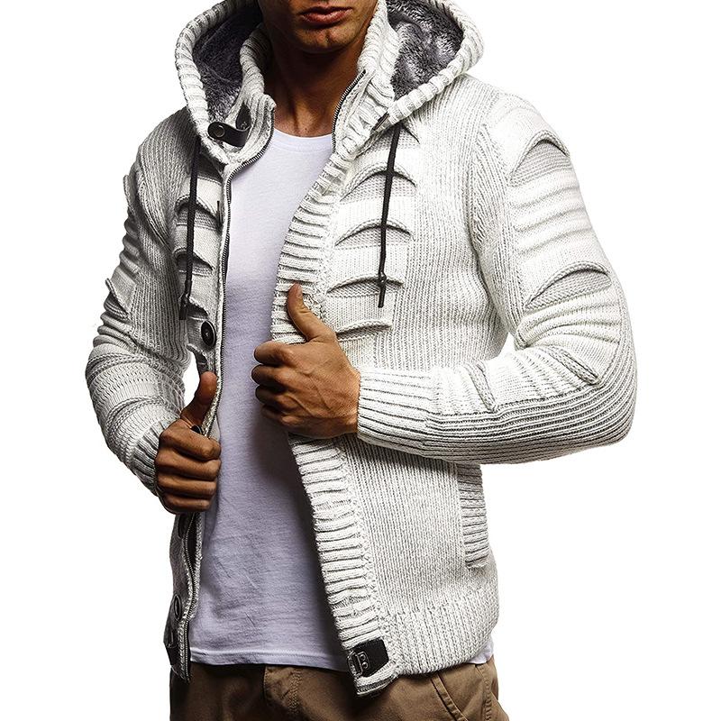 2025 Winter Sweater Cardigan Men's Hooded Knitted Cardigan Jacket