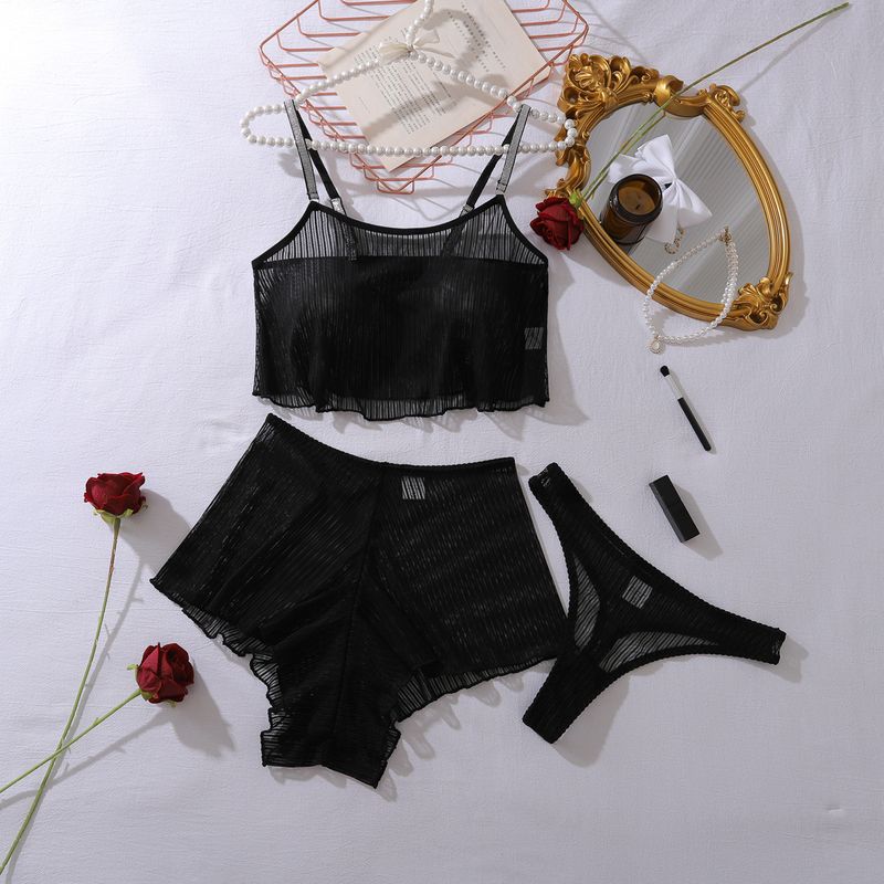 

Outfitgirl Стиль Чистое Желание Зрелый Женский Черный Сетчатый Прозрачный Легкий Клетчатый Домашний Жилет Шорты Комплект из двух предметов Black L