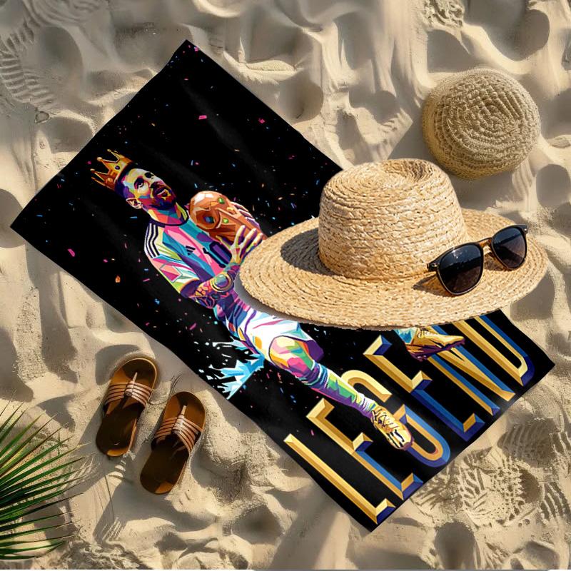 Lionel Messi Print Beach Towel Design, Soft, Lightweight. for Home Bathroom, Spa, Pool, Yoga, Surfing, Camping, Gift for Family, Friend