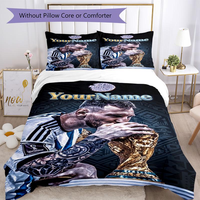 Messi 148 Customize your name Bedding Set Breathable Duvet Cover with Pillowcases Home Decoration Birthday Gift