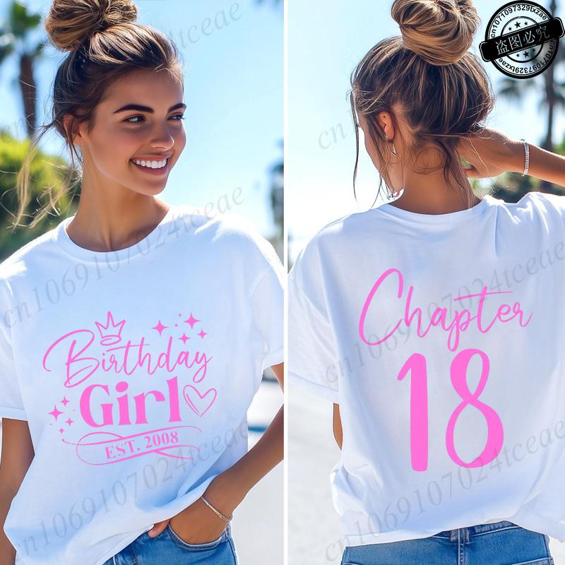 T-shirt da Donna Divertenti Ragazza del Compleanno Nata nel 2008 Regali per Ragazze Magliette Capitolo 18 Ragazza del 18° Compleanno Top Grafici Streetwear Retro