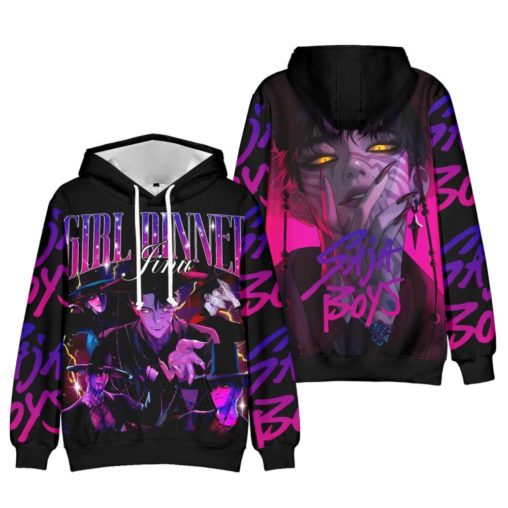 New Fashion KPop Demon Hunters Cartoon Print Clothes Streetwear Men Hoodies Sweatshirt Casual Hooded Long Sleeve Pullover Tops