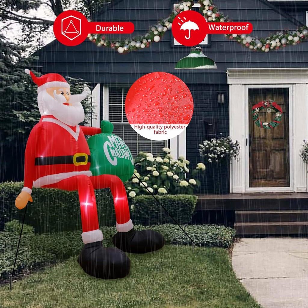 Christmas Inflatable Santa Claus With Led Design For Outdoor Courtyard Decor