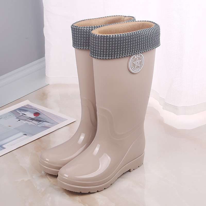 Rain Shoes Women's Fashion Outer Wear Water Shoes Adult High Rain Boots Waterproof and Non-slip New Lightweight Rubber Shoes Long Boots