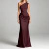 Elegante Abito Formale da Donna a Spalle Scoperte Lungo con Spacco Asimmetrico Bodycon Abito da Sera