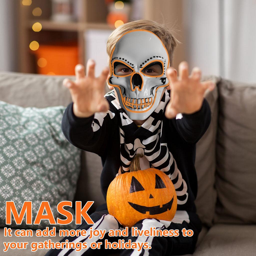 PVC Whites Skulls Mask Led Mask Halloween Luminous Mask Holiday Party Luminous Cold Light Masks