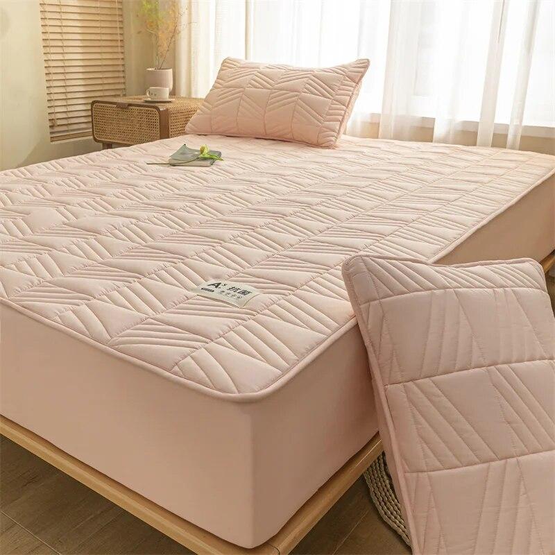 Thicken Mattress Cover Cotton Quilted Bed Cover Anti-bacterial Mattress Protector Topper Pad Soft Fitted Sheets Thick Bed Linens
