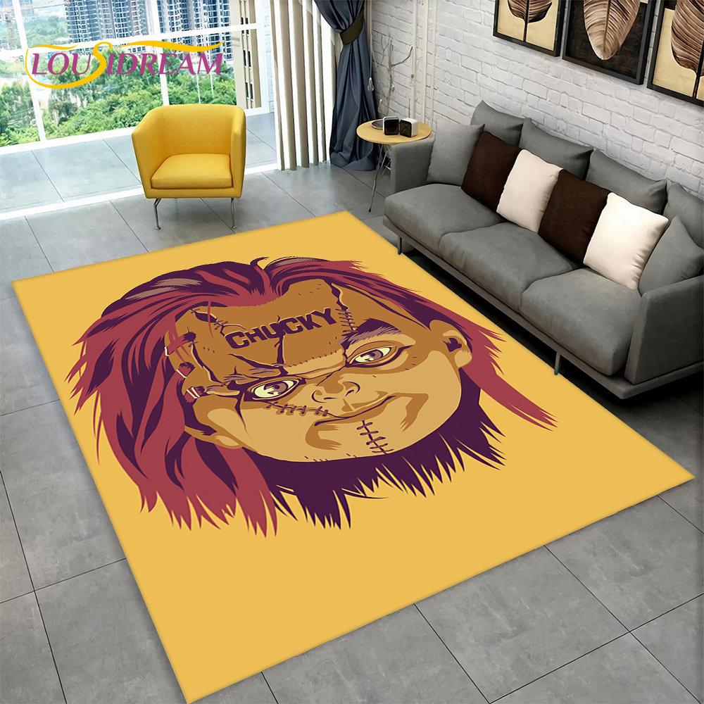 Horrorfilm-Charakter Chucky Saw Cartoon-Teppich, Teppich für Wohnzimmer, Schlafzimmer, Sofa, Fußmatte, Dekoration, rutschfeste Bodenmatte