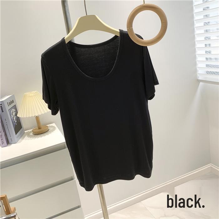 

Женский топ из модального хлопка серо-зеленого цвета, свободного кроя, с коротким рукавом и круглым вырезом - Мягкий, приятный к коже и универсальный для ношения как в качестве нижнего белья, так и как самостоятельный элемент одежды. Medium