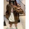 Fashionable Women's Short PU Leather Jacket American Style Loose Fit Autumn Spring Outerwear