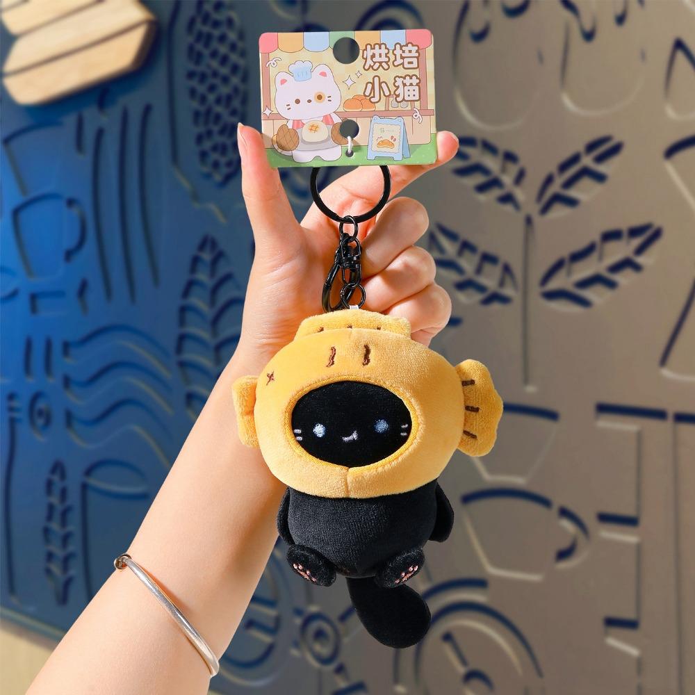 

Baking Style Taiyaki Cat Plush Keyring Taiyaki Cat Headpiece Plush Keychain Hanging Accessory Style 2