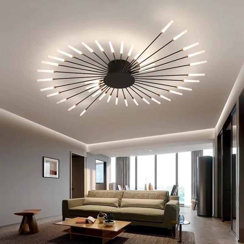 Modern Firework Led Ceiling Lights Home Decor Living Room Bedroom Ceiling Lamps Lustre Lighting Black Gold Mounted Lamp Fixtures