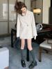 Beige Back Slit Small Suit Jacket for Women - Spring 2025 Korean Style Loose Fit Blazer