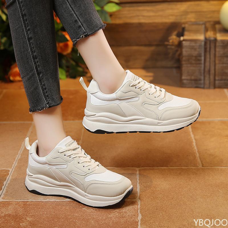 Thick Soled White Shoes New Versatile Casual Shoes Round Toe Flat Bottom Anti Slip Comfortable Wear-resistant Women's Shoes