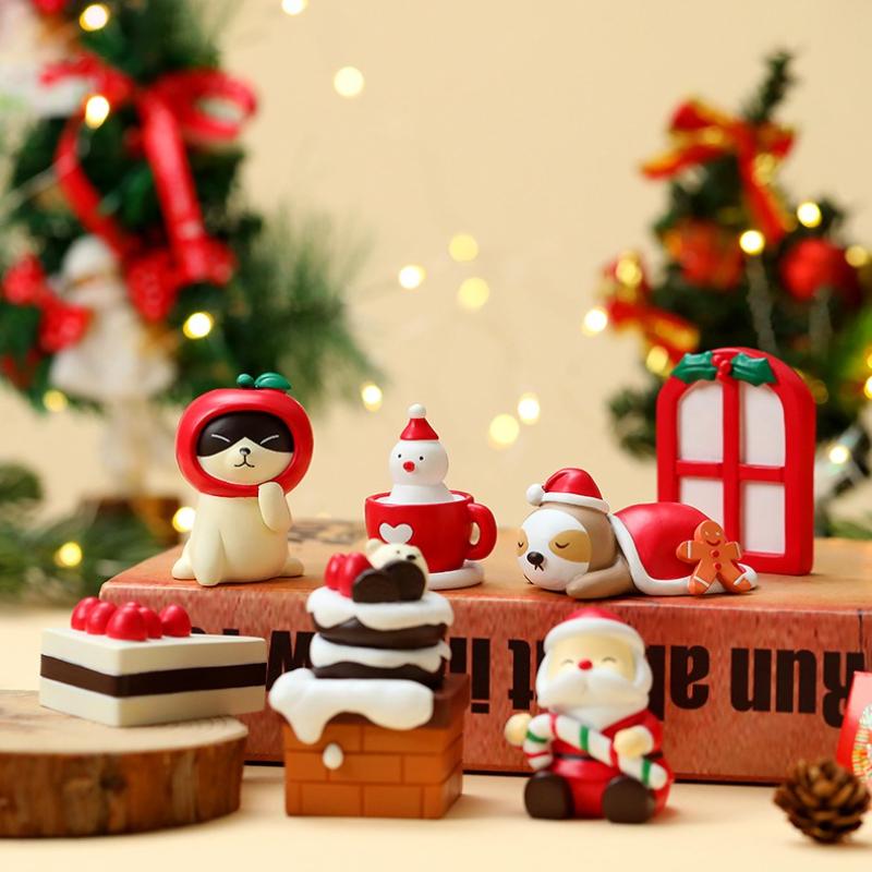 Creativity Mini Christmas, Old Man, Sleigh, Tree, Snowman, Animal, Cute Handmade Ornaments, Resin Decoration Decorative Gifts