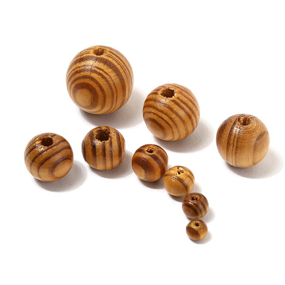 Kerek Tuja Fa Csíkos Gyöngyök Környezetbarát Fa Laza Távtartó Gyöngyök Ékszerkellékek Készítéséhez DIY 6-30mm